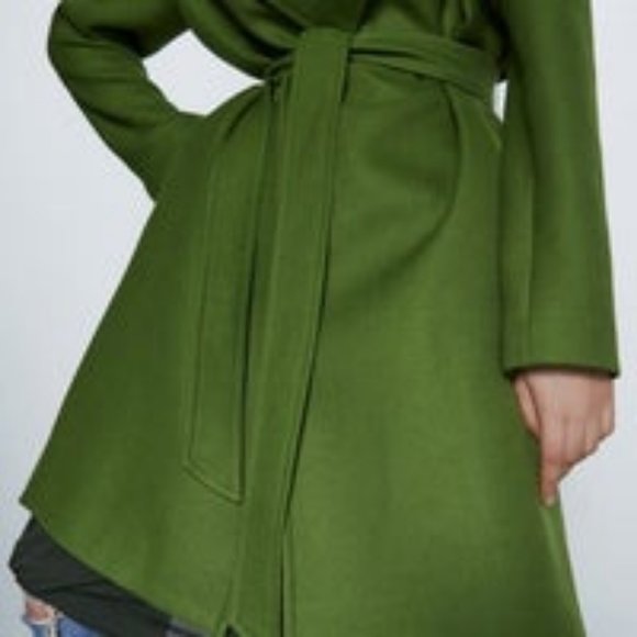 ZARA Belted Green Coat - Picture 6 of 10